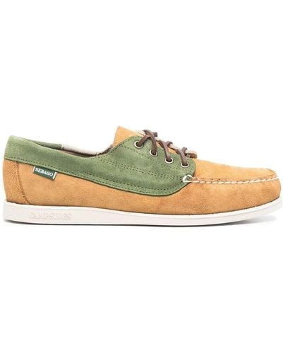 Sebago Colour-block Suede Boat Shoes - Green