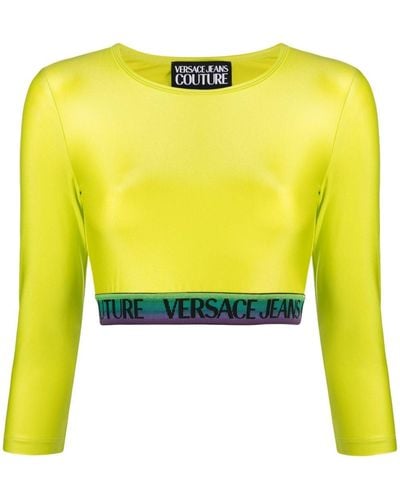Versace Jeans Couture Top con ribete del logo - Amarillo