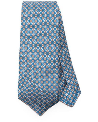 Kiton Geometric-pattern Silk Tie - Blue