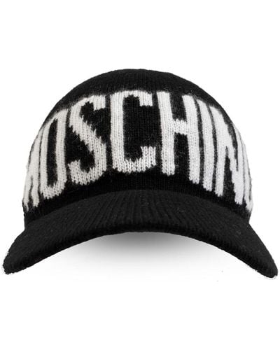 Moschino Gestrickte Baseballkappe mit Logo-Intarsie - Schwarz