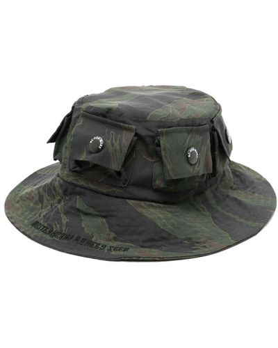 Mostly Heard Rarely Seen Sombrero de pescador con estampado militar - Negro