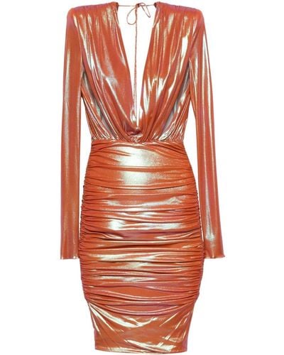 Alexandre Vauthier Draped-detail Midi Dress - Orange