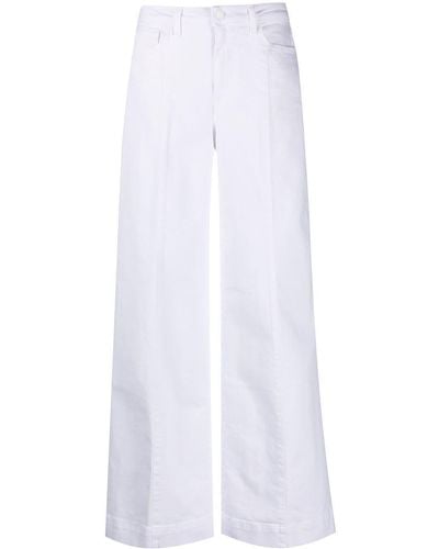 L'Agence Seam-detail Wide-leg Trousers - White