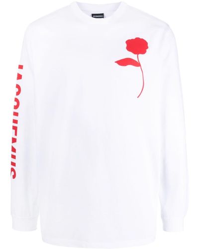 Jacquemus Le T-shirt Ciceri Rose-print Top - White