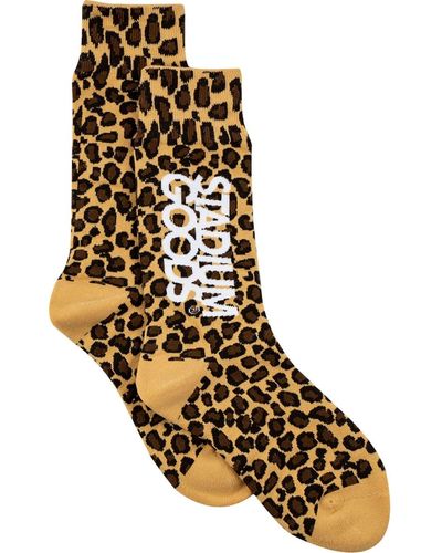 Stadium Goods Logo "leopard Exotic" Crew Socks - Yellow