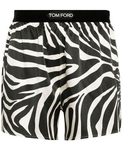 Tom Ford Satijnen Shorts Met Zebraprint - Zwart