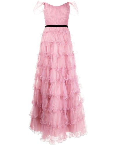 Marchesa オフショルダー ドレス - ピンク