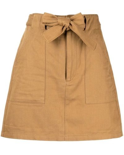 Izzue Belted-waist A-line Skirt - Natural