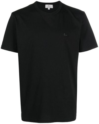 Woolrich Logo-embroidered Short-sleeve Cotton T-shirt - Black