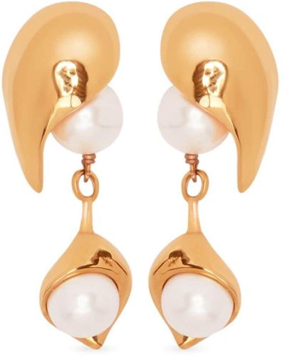 Oscar de la Renta Abstract Leaf Drop Earrings - White