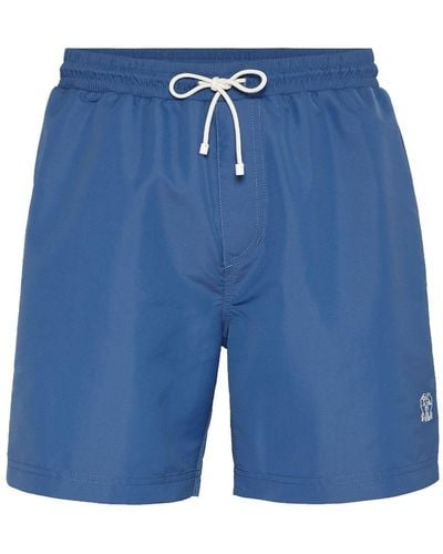 Brunello Cucinelli Logo-embroidered Swim Shorts - Blue