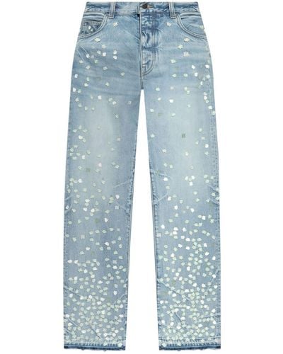 Amiri Spot-appliquéd Straight-leg Jeans - Blue