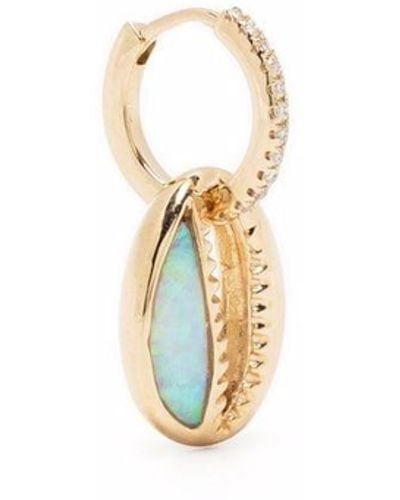 Pamela Love 14kt Yellow Gold X Ebonee Davis Cowrie Diamond Pavé huggie - White