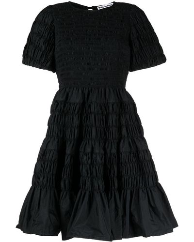 Molly Goddard Shirred Taffeta Minidress - Black