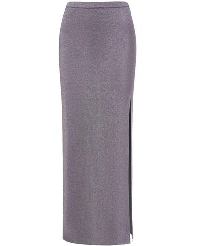 12 STOREEZ Lurex Knitted Midi Skirt - Purple