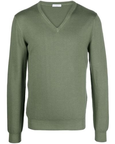 Boglioli V-neck Virgin Wool Sweater - Green