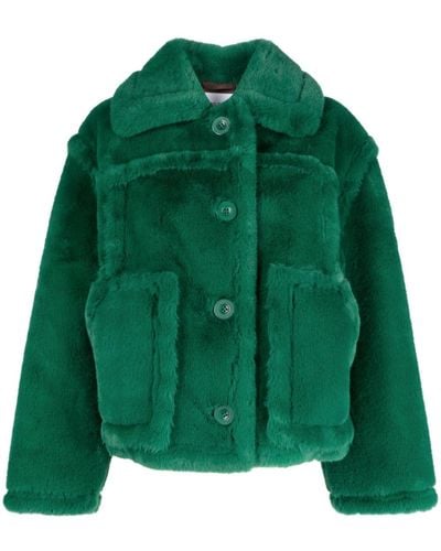 Stand Studio Giacca Xena in finto shearling - Verde