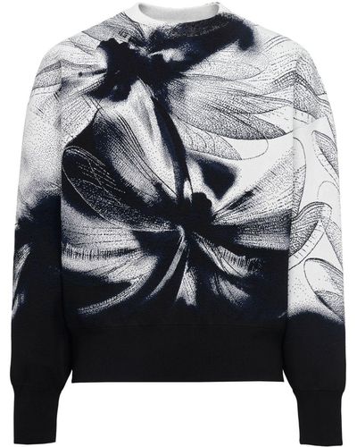 Alexander McQueen Sweat en coton à imprimé Dragonfly - Gris