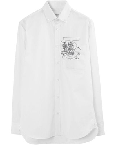Burberry Elegantes Baumwollhemd mit EKD-Motiv - Weiß