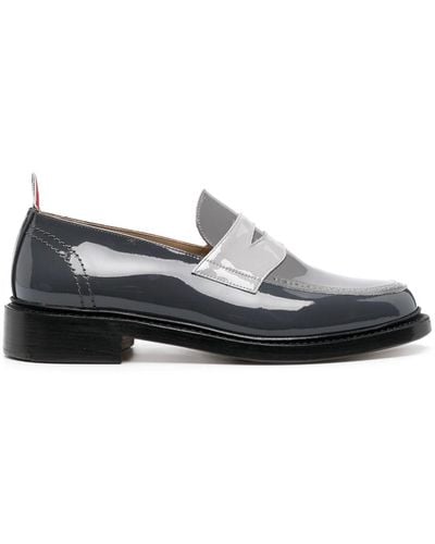 Thom Browne Patent-leather Penny Loafers - Grey