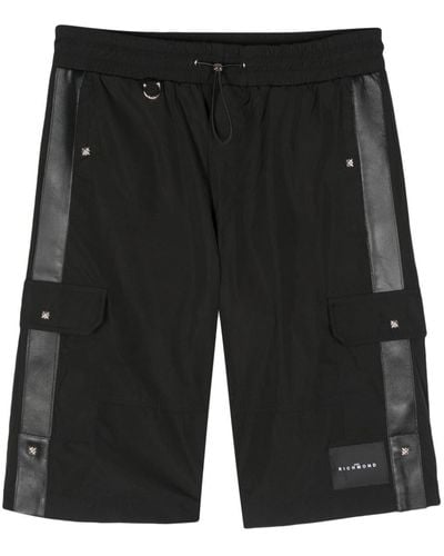 John Richmond Leather-trim Bermuda Shorts - Black
