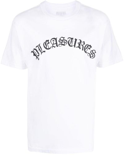 Pleasures T-shirt Old E con stampa - Bianco