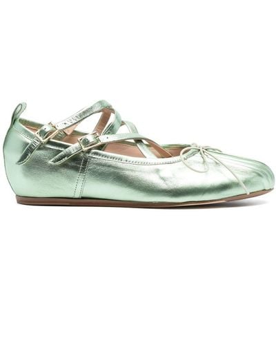 Simone Rocha Criss-cross Ballerina Shoes - Green