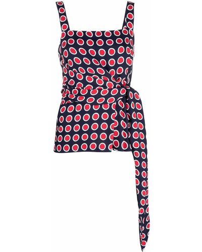 Boutique Moschino Polka-dot Belted Tank Top - Blue