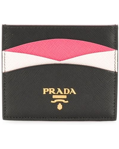 Prada Logo-plaque Panelled Cardholder - Grey