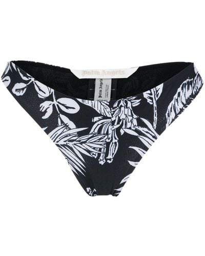 Palm Angels Floral-print Bikini Bottoms - Black