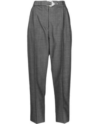 Ports 1961 Belted Tapered-leg Trousers - Grey