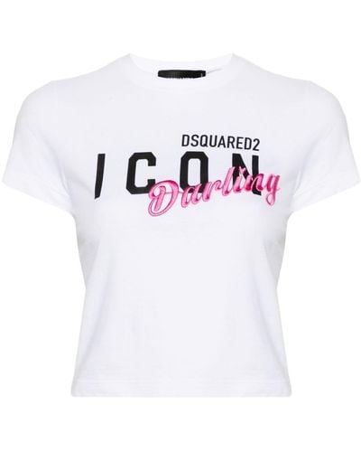 DSquared² Icon Darling Cropped-T-Shirt - Weiß