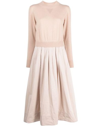 Peserico Knitted-panel Flared Midi Dress - Pink