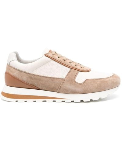 Brunello Cucinelli Panelled Leather Trainers - Pink