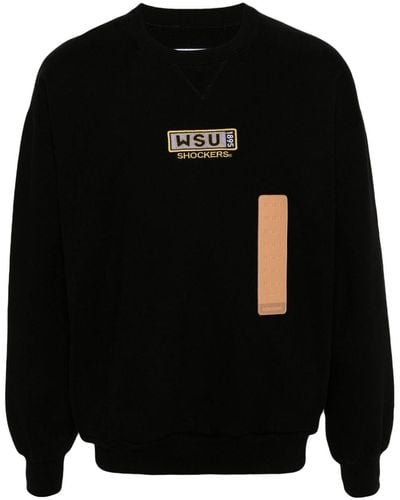 4SDESIGNS Sweatshirt mit Logo-Applikation - Schwarz