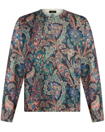 Etro Floral Intarsia-knit Sweater - Gray