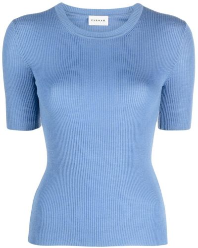 P.A.R.O.S.H. Ribbed-knit Wool T-shirt - Blauw