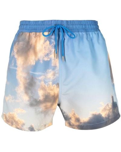 Paul Smith Bañador con nubes estampadas - Azul