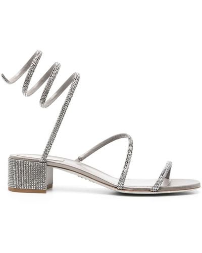 Rene Caovilla Cleo 35Mm Crystal-Embellished Sandals - White