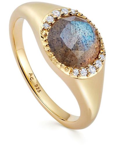 Astley Clarke Anillo Gold Luna con detalle de gemas - Metálico