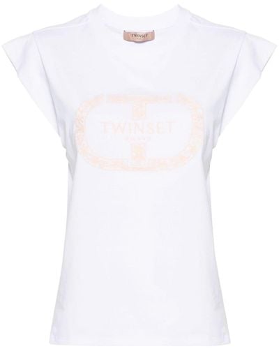 Twin Set Embroidered-logo Sleeveless T-shirt - White