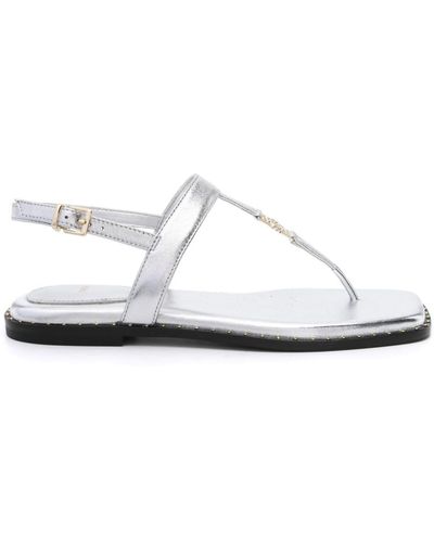 Maje Metallic Leather Sandals - White