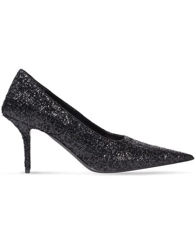 Balenciaga Knife 80mm Glitter Court Shoes - Black
