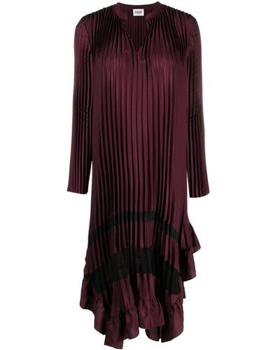 Claudie Pierlot Plissé Long-sleeve Midi Dress - Purple