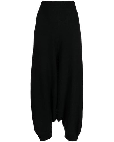 Forme D'expression Elasticated-waist Drop-crotch Wool Pants - Black