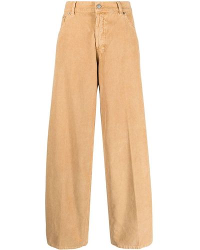 Haikure Corduroy Straight-leg Cotton Trousers - Natural