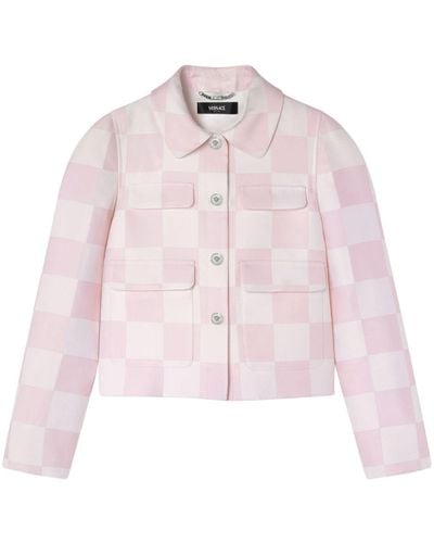 Versace Silk-blend Checkerboard-print Jacket - Pink