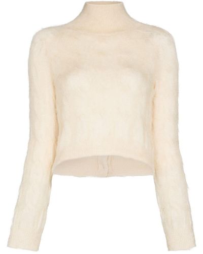 Rabanne Cable-knit Mock Neck Sweater - Natural