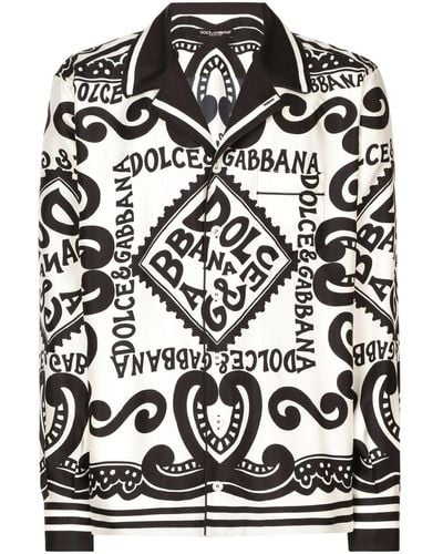 Dolce & Gabbana Chemise en soie à imprimé graphique - Noir