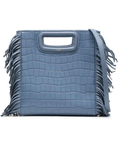Maje M Crocodile-embossed Fringed Bag - Blue